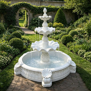 Fontaines à <span class=keywords><strong>eau</strong></span> extérieures en marbre de style romain européen personnalisées BLVE à 3 niveaux <span class=keywords><strong>pour</strong></span> projet de jardin de villa - Product Image 1