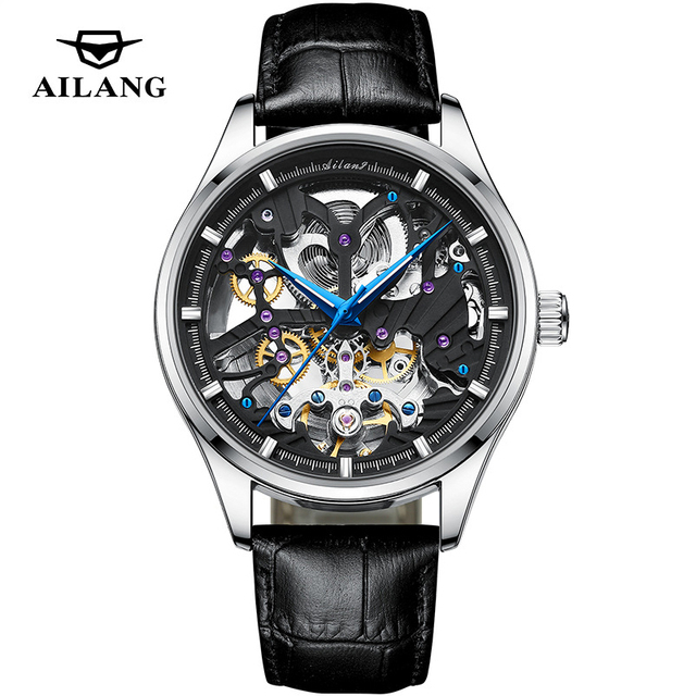 Classic Ailang Automatic Tourbillon Watch Men Sports Skeleton Mechanical Metal Case Hollow Out Waterproof Wristwatch