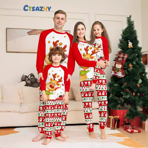 2024 Natal Allover Imprimir Pijamas Set Mãe Pai Crianças Combinando Roupas 2 Peças Terno Pijamas Romper Do Bebê Xmas Família Olhe - Product Image 1
