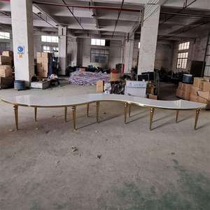 Sang trọng thép không gỉ tiệc ăn tối sự kiện tiệc cưới nửa mặt trăng kính đen bàn Serpentine - Product Image 2