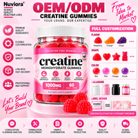 Créatine en vrac directement de l'usine pour femmes, gommes de 1000 mg, 60 unités, favorise la masse musculaire maigre et la santé de la peau* Framboise Végétalien GMP HALAL