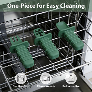 Juego de Cucharas de Silicona de Grado Alimenticio de Tres Piezas para Bebés, Fáciles de Sostener, en Varios Colores - Product Image 6