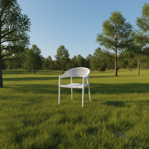 Sedia da Giardino in Metallo dal Design Contemporaneo con Braccioli, Forma Rotonda - Product Image 2