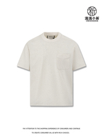 T-shirt pour homme en mélange lin-coton 230g, col rond, avec poche, anti-boulochage et respirant