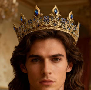 Gold Plated Luxurious Alloy <strong>Kings</strong> Full Round <strong>Crown</strong> for Men - Product Image 2