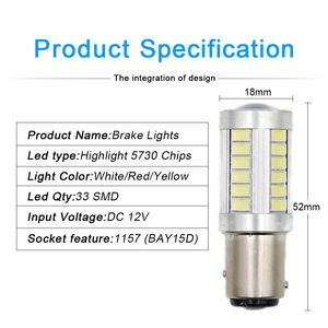 ไฟเลี้ยว LED สำหรับรถยนต์ 1156 1157 5730 5630 33SMD ไฟถอยหลัง ไฟมอเตอร์ไซค์ ไฟเบรก - Product Image 5