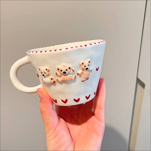 Factory Direct China Custom 3D Animal Ceramic Bear Heart <b>Pattern</b> Eco-friendly Food Safe Stoneware Coffee Mug - Product Image 6