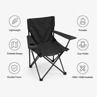 Chaise de camping pliante légère et portable OEM/ODM personnalisée avec porte-gobelet, en tissu Oxford 600D, fauteuil d'extérieur robuste