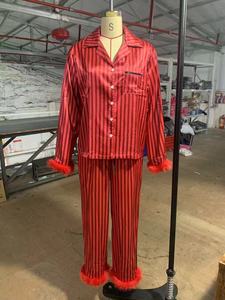 European and American Style Women Striped Pajamas Fashion <strong>Fluffy</strong> <strong>Pyjama</strong> Femme Nighty Soft Skin-friendly Homewear Loungewear <strong>Sets</strong> - Product Image 4