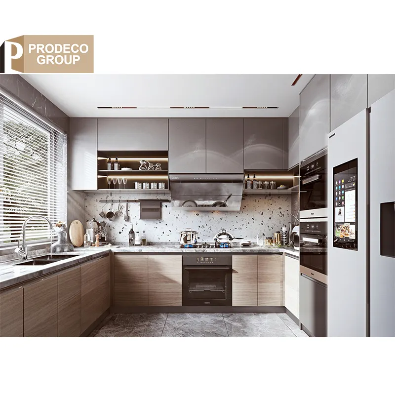 Prodeco Ganzes Miniatur-Hochschneidereikleinhaus Massivholz brauner Farb Küchenschränke-Set für Villa