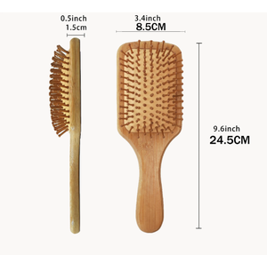 Cepillo de pelo de madera de bambú con cojín de aire con logotipo personalizado para mujer, peine para desenredar piojos con características de comodidad - Product Image 3