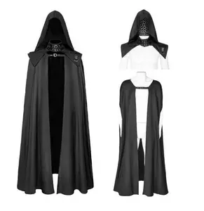 Mantello medievale mantello abito lungo Costume Gothic Punk Hood Outfit uomo morte Vampire Dark Costume cavaliere guerriero Cosplay per adulto