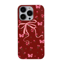 Coque de téléphone rose tendance avec nœud et rose pour iPhone 16 15 17 Air Pro Max 14 13, coque antichoc en gelée, jolie coque arrière