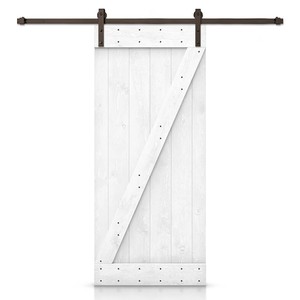 Porte de grange coulissante GUJIE Z de style ferme en <span class=keywords><strong>bois</strong></span> de pin noueux teinté, imperméable, à monter soi-même, avec kit de quincaillerie pour usage intérieur - Product Image 1