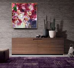 Nouveau peint à la main fleur rouge <span class=keywords><strong>couteau</strong></span> <span class=keywords><strong>peinture</strong></span> à l'huile grand mur Art fleur photo conception peintures œuvre pour la décoration de salon - Product Image 4