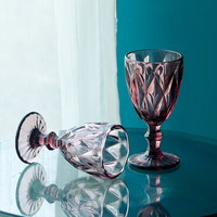 Verres à vin en verre coloré en gros, à motif diamant, réutilisables et lavables au lave-vaisselle, pour bars, restaurants, fêtes et traiteurs