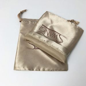 Custom Logo Printed Luxury Soft Satin Gift Bags Clothing Golden Dust Pouch Packaging - Product Image 6