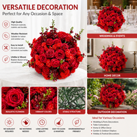 Boule de roses artificielles en soie rouge de 80 cm de haute qualité pour décoration de table de mariage, centre de table personnalisé, impression Tuoji, vente en gros 80 cm