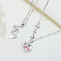 Collier en cuivre plaqué argent et or 18 carats, pendentif cœur libellule multicouche, chaîne délicate pour clavicule, vente en gros pour femmes