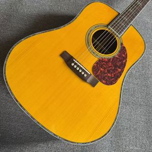 Yellow D45 Model 41" Inlaid <b>TOP</b> SOLID BODY 20 Fret NO EQ 6 Steel <b>Strings</b> Acoustic Guitar Fast Ship - Product Image 1