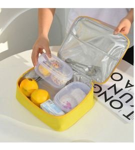 กล่องอาหารกลางวันนักเรียนนักเรียนลายการ์ตูนแบบเรียบง่าย, กระเป๋าใส่อาหารกลางวันมีฉนวนกันความร้อนอเนกประสงค์แบบพกพา - Product Image 1