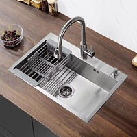 EVSON Wastafel Dapur Gaya Eropa Single Bowl Stainless Steel 304 Buatan Tangan Terlaris, Finishing Brushed, Garansi 2 Tahun