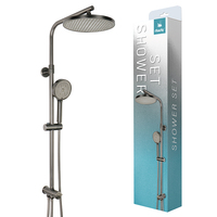 Ensemble de douche gris brossé de luxe, système de robinetterie de douche personnalisé couleur gris anthracite avec logo