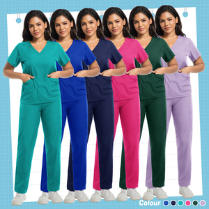 Unisex <b>Scrub</b> Set Moisture Wicking Knitted Split Uniform Hospital Work Clothes S XXL - Product Image 2
