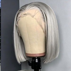 Perruque en cheveux humains 13x4 grise avec dentelle HD, pré-épilée, nœuds blanchis, cheveux vierges alignés sur les cuticules pour femmes noires, commande en gros pour salons - Product Image 4