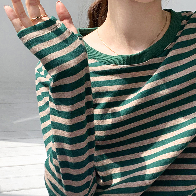 Best Price Round Neck Casual 100% cotton Custom Printed Knitted Long Sleeve Loose Top for Women's Shirts