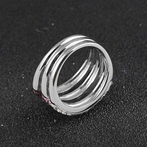 Retro Light Luxury Colorful <b>Rings</b> for Women Three-Row Micro-Inlaid Zircon Open <b>Ring</b> Korean Version Wedding Jewelry - Product Image 3