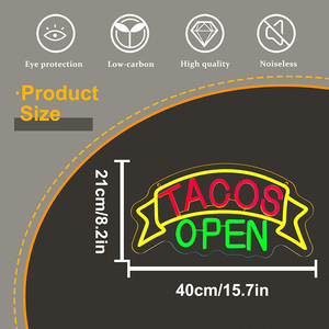 Letreros de Neón Personalizados con la Palabra '<span class=keywords><strong>Tacos</strong></span>', Letreros LED de Neón para Restaurantes Mexicanos, Regalos de Bienvenida para Cafeterías y Restaurantes, Regalos para Amantes de los <span class=keywords><strong>Tacos</strong></span> - Product Image 2