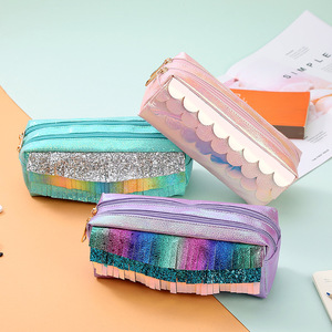 Kawaii Colorful Pencil Bag Pouch Cute Laser Pen Case Box Pencil Cases For Kids Gift Korean Stationery Office School Supplies