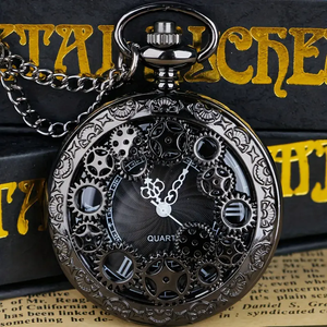 Gear Steampunk <span class=keywords><strong>Montre</strong></span> de poche à quartz Vintage Hollow Out Analog Necklace Chain Watch - Product Image 1