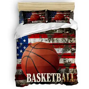 Conjuntos de cama de basquete com colcha, jogo de cama para meninos, basquete, rugby, baseball, esportes, colcha e colcha para crianças