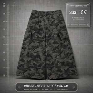 Shorts cargo pour homme Camo-Utility, 100% coton, taille haute, plusieurs poches, style vêtements de travail, vêtements d'été, tailles S-XL - Product Image 1