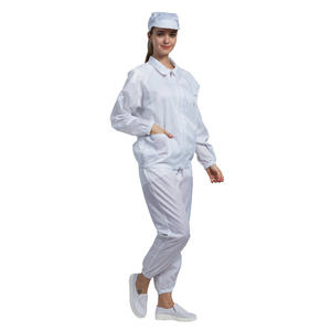 H-1121 многоразовое антистатическое пальто, моющийся ошейник с лацканами, цеховый костюм, пылезащитный костюм для чистой комнаты, защитная одежда - Product Image 4