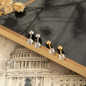 गर्म बिक्री 1.2/1.6 मिमी पिन इयररिंग्स में 18k सोने के प्लेटिंग टाइटेनियम गहने शरीर में जिरकॉन टाइटेनियम के साथ कोई फीका नहीं - Product Image 6