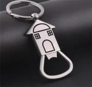 Custom home bottle opener key chain sliver custom made house keychain house shaped keychains