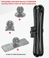 Support double douille en aluminium de 1,5 pouce avec bras de 23 cm pour ordinateur industriel, bras d'extension à double douille