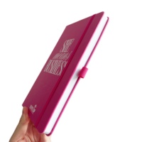 Carnet de notes A5 rose vif en cuir PU de haute qualité avec logo personnalisé, reliure cousue, cadeau d'affaires pour femmes
