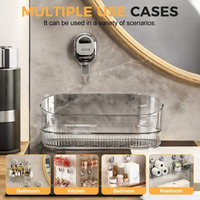 Nouvelle boîte de rangement murale à ventouse sans perçage pour salle de bain 2026, grande capacité, support de rangement à ventouse à forte capacité de charge