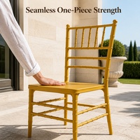Chaise Chiavari en plastique doré économique, imitation bambou, pour événements, mariages, banquets et fêtes de jardin