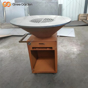 โต๊ะบาร์บีคิวเหล็กคอร์เทนดีไซน์ทันสมัย พร้อมเตาไฟในตัว  ตกแต่งด้วยผิวคอร์เทนอย่างหรูหรา  มีล้อและมือจับ  ใส่ฟืนได้  ได้รับการรับรองมาตรฐาน CE - Product Image 3