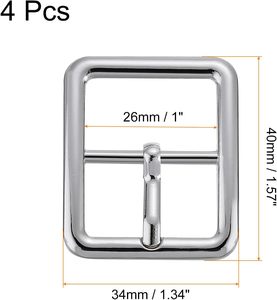 Boucle de ceinture en métal à ardillon unique, à barre centrale carrée, pour artisanat du cuir - Product Image 2