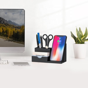 Đa Chức Năng 15W Nhanh Chóng Sạc Không Dây Với Thẻ Kinh Doanh Hộp Lưu Trữ Bàn Bút Chủ Không Dây Sạc Trạm Cho Điện Thoại - Product Image 5