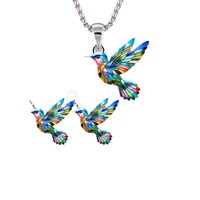 Collier et boucles d'oreilles tendance pour femme, style bohème rétro vintage, avec pendentif en résine acrylique colorée effet fenêtre et chaîne à maillons en lucite