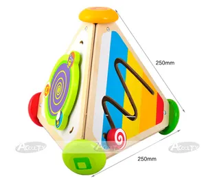 木制益智音乐玩具4合1活动三角木制彩盒男女通用儿童学习健身型木琴