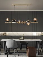Lampes suspendues créatives de luxe minimalistes à une seule ligne en verre pour restaurant, bar, design noir pour salle à manger, bar