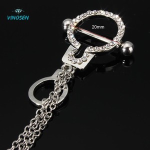 Cadenas de <span class=keywords><strong>pecho</strong></span> estilo grillete, lujosas y urbanas, con incrustaciones de cristales brillantes, de metal sólido, unisex, para streetwear, adornos corporales. - Product Image 4